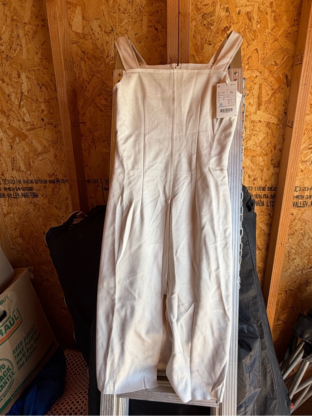 White Maxi Jumpsuit Dress with Square Neck